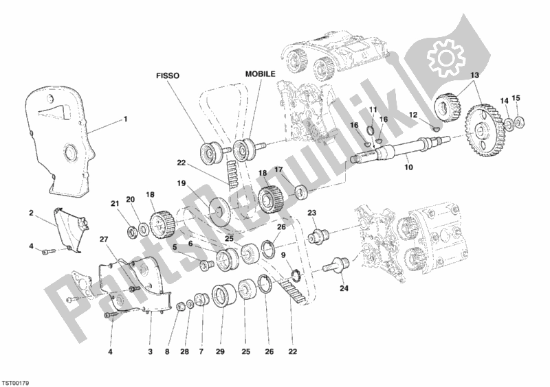 All parts for the Timing Belt of the Ducati Superbike 999 S 2005